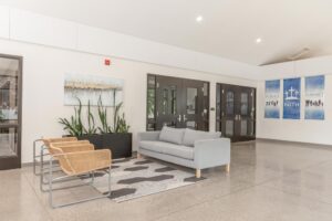 Huron Christian School foyer with seating