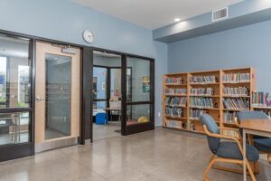 Huron Christian School library entrance