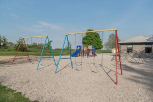 School playground with swingsets