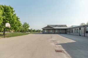 School with basketball area